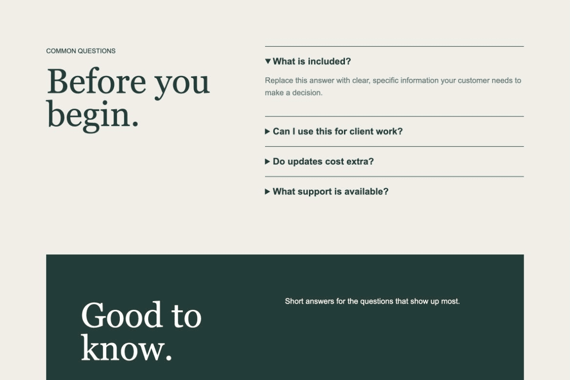 FAQ Blocks website preview