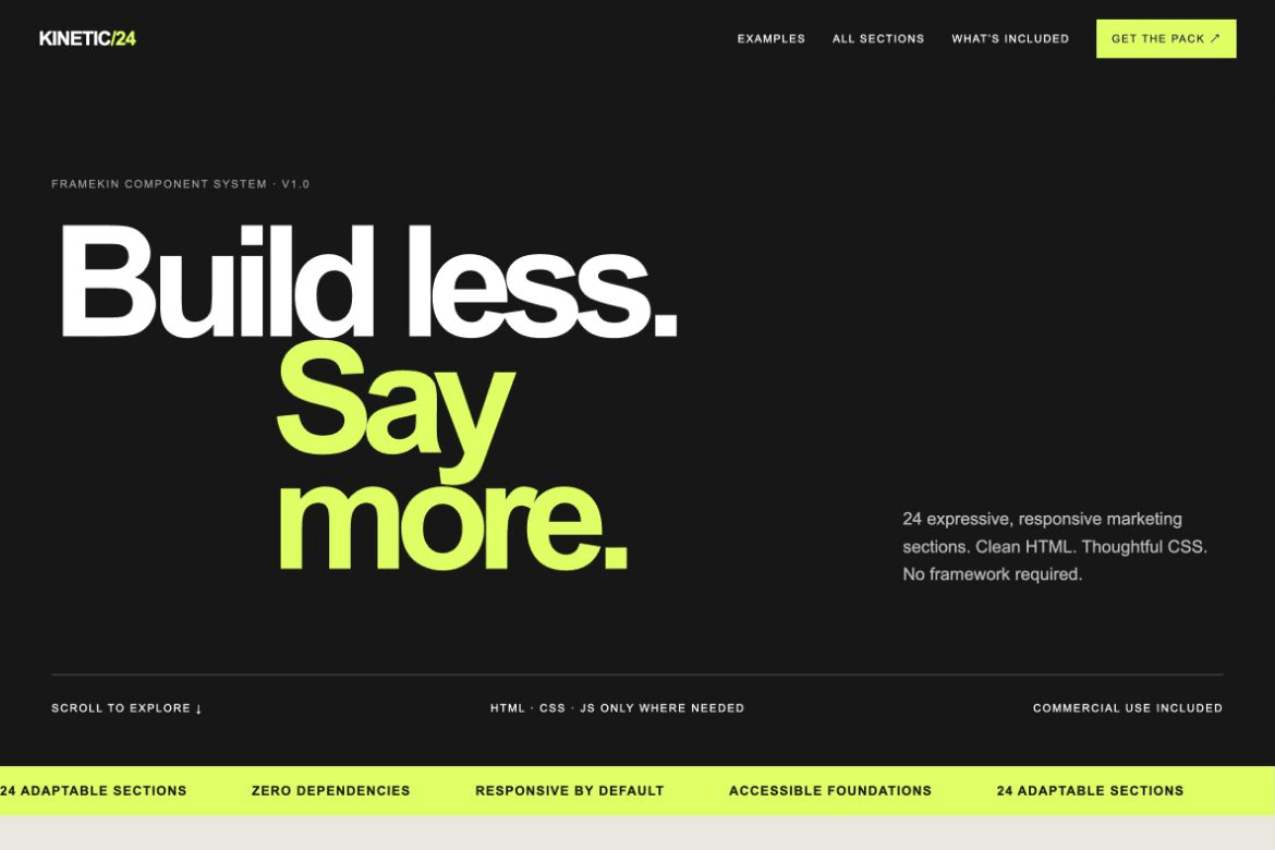 Kinetic Sections website preview