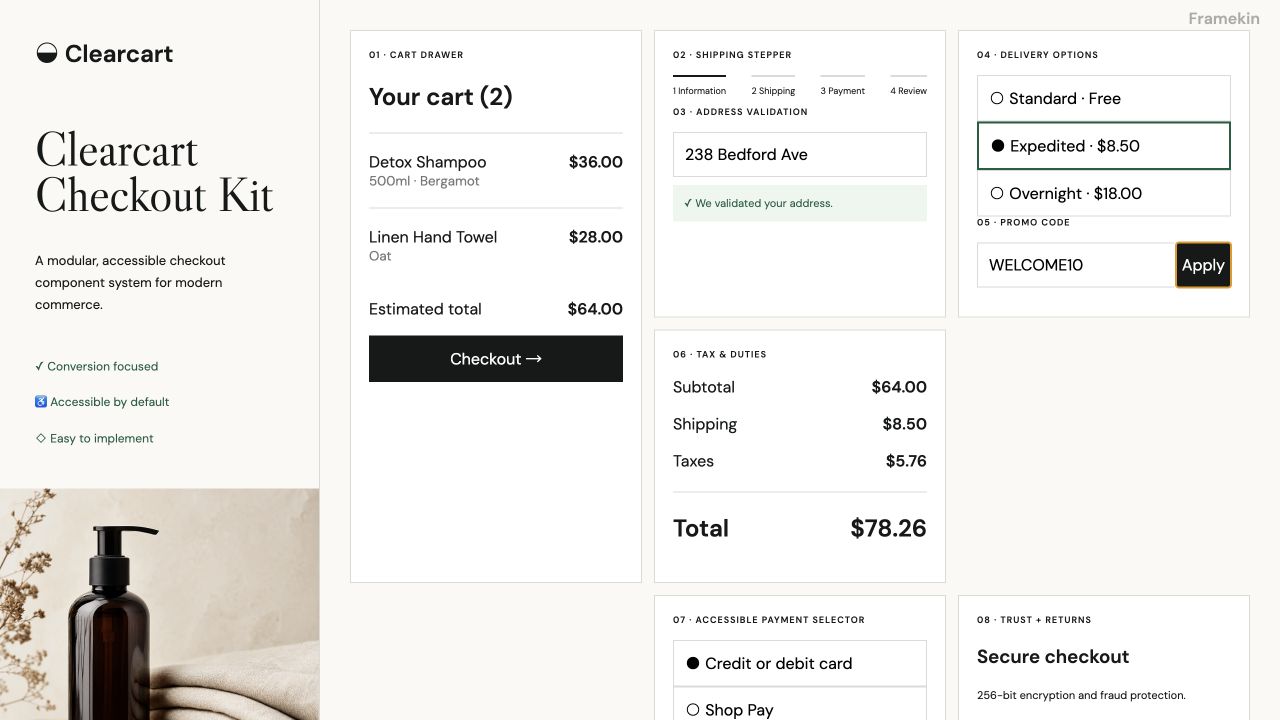 Clearcart Checkout Kit website preview