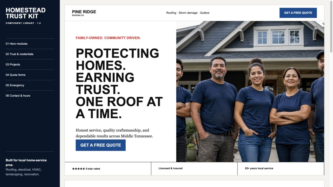 Homestead Trust Kit website preview