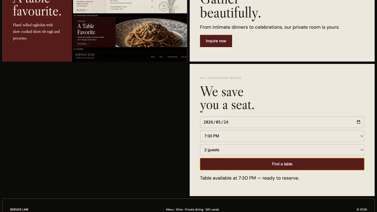 Service Line Restaurant Kit website preview