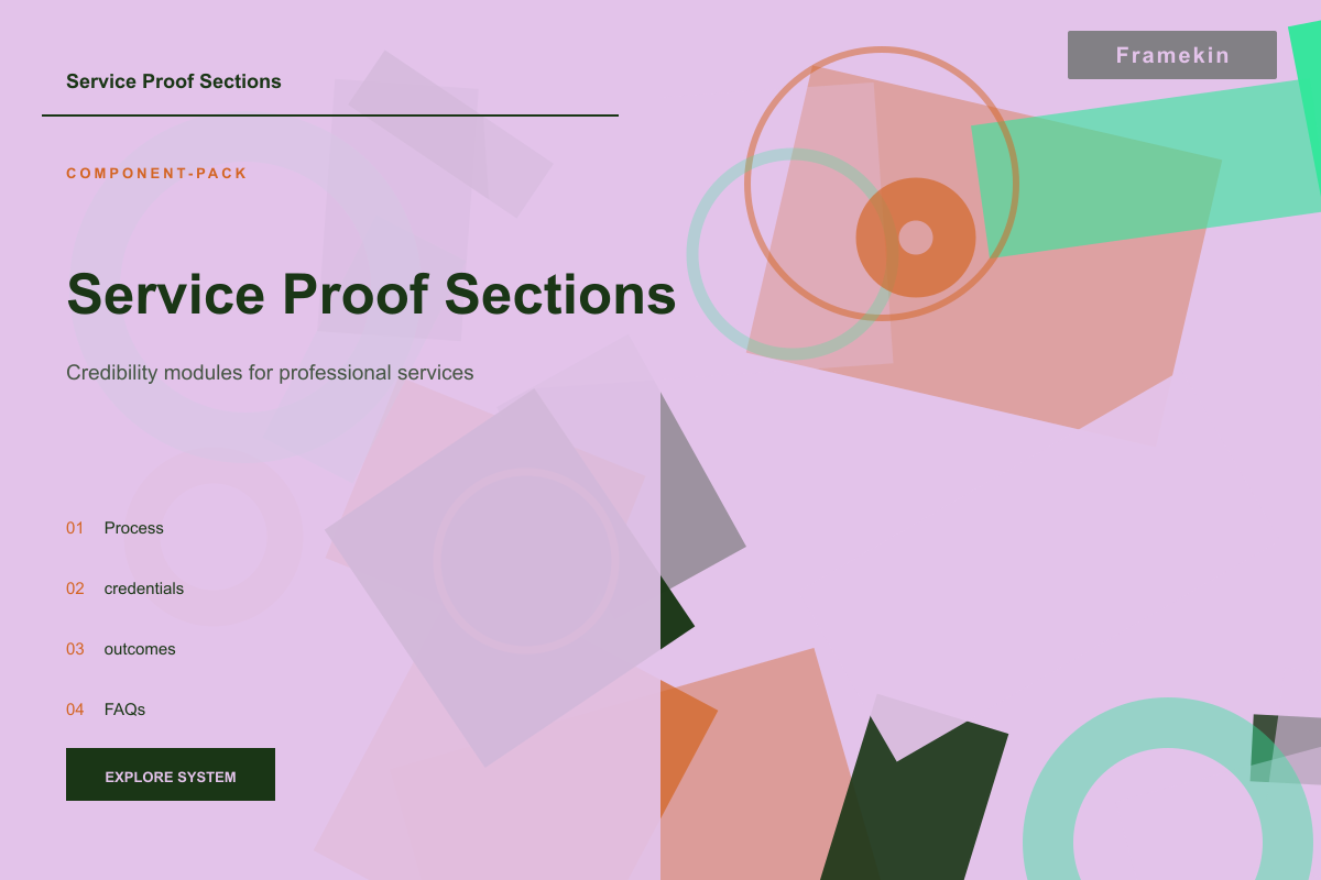 Service Proof Sections website preview