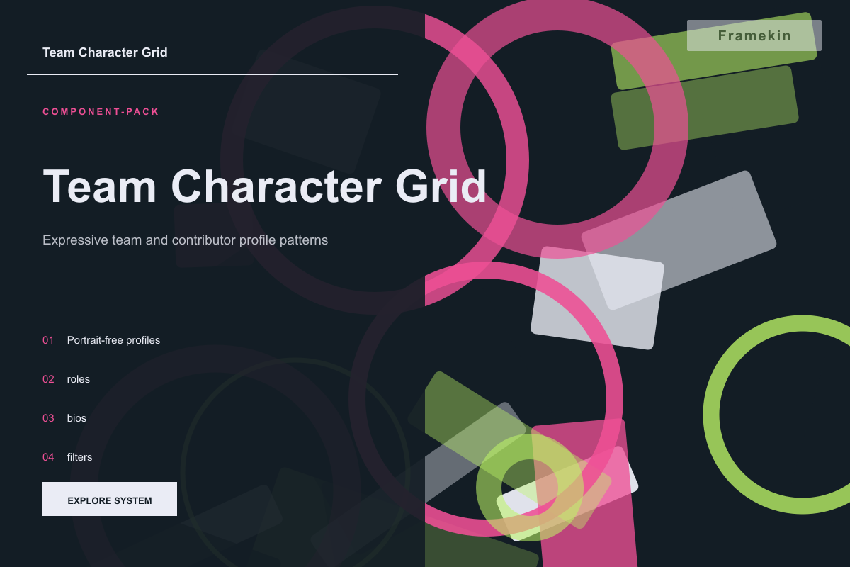 Team Character Grid website preview
