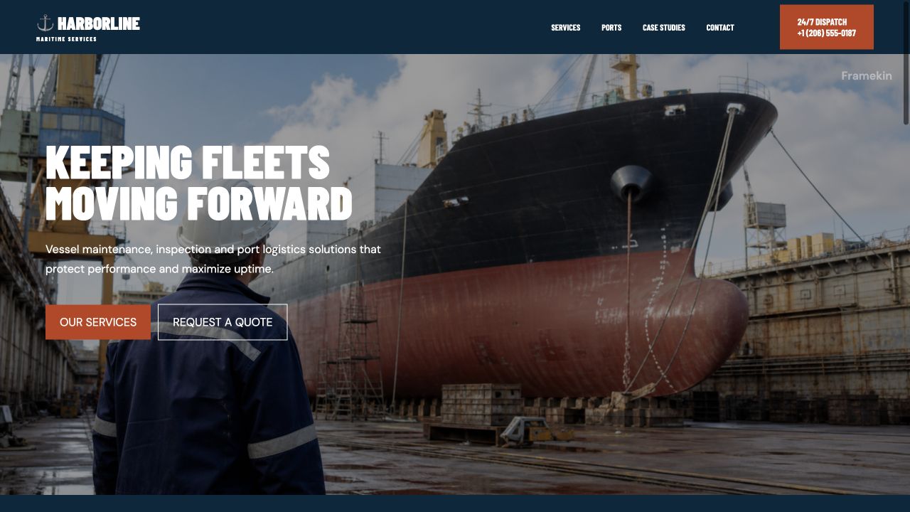 Harborline Maritime website preview