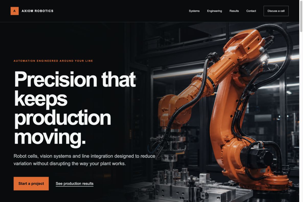 Axiom Robotics website preview