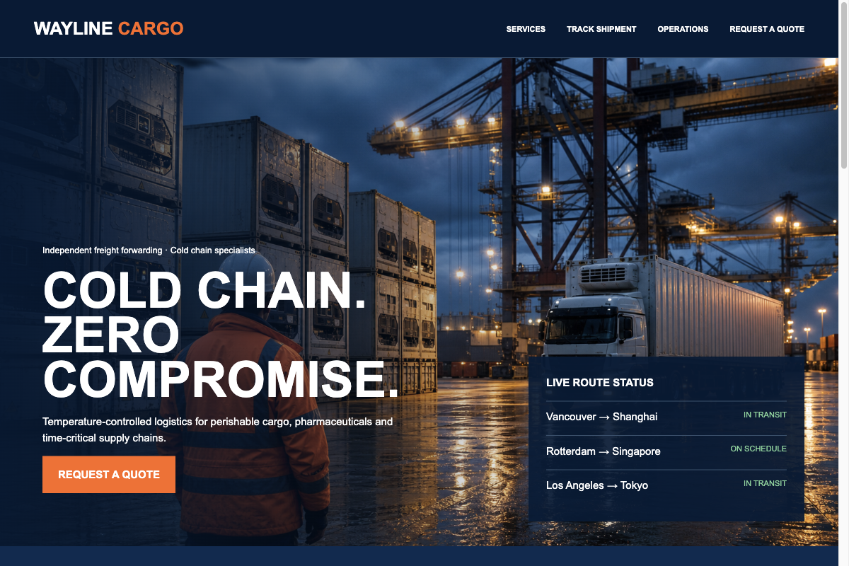 Wayline Cargo website preview