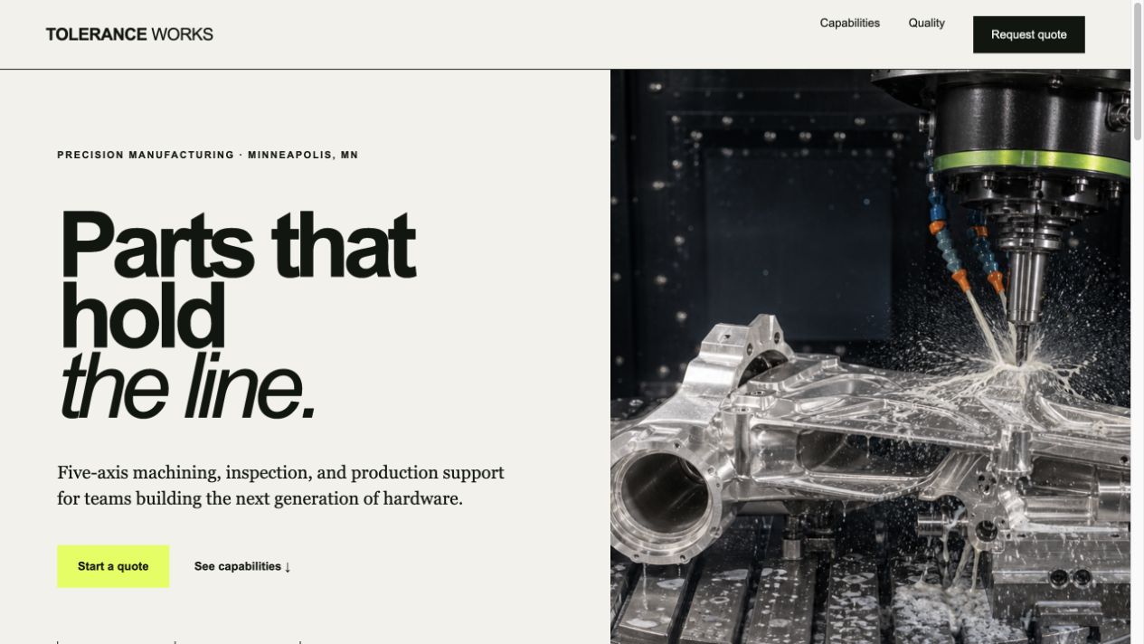 Tolerance Works website preview