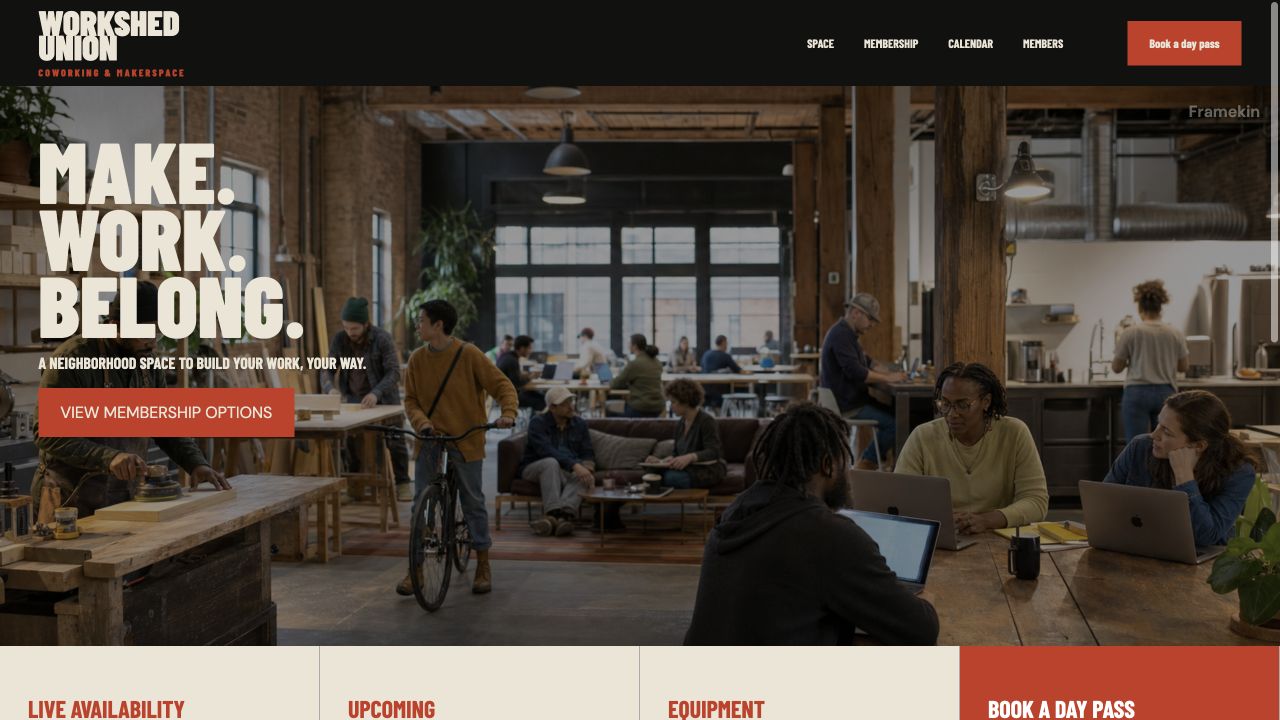 Workshed Union website preview