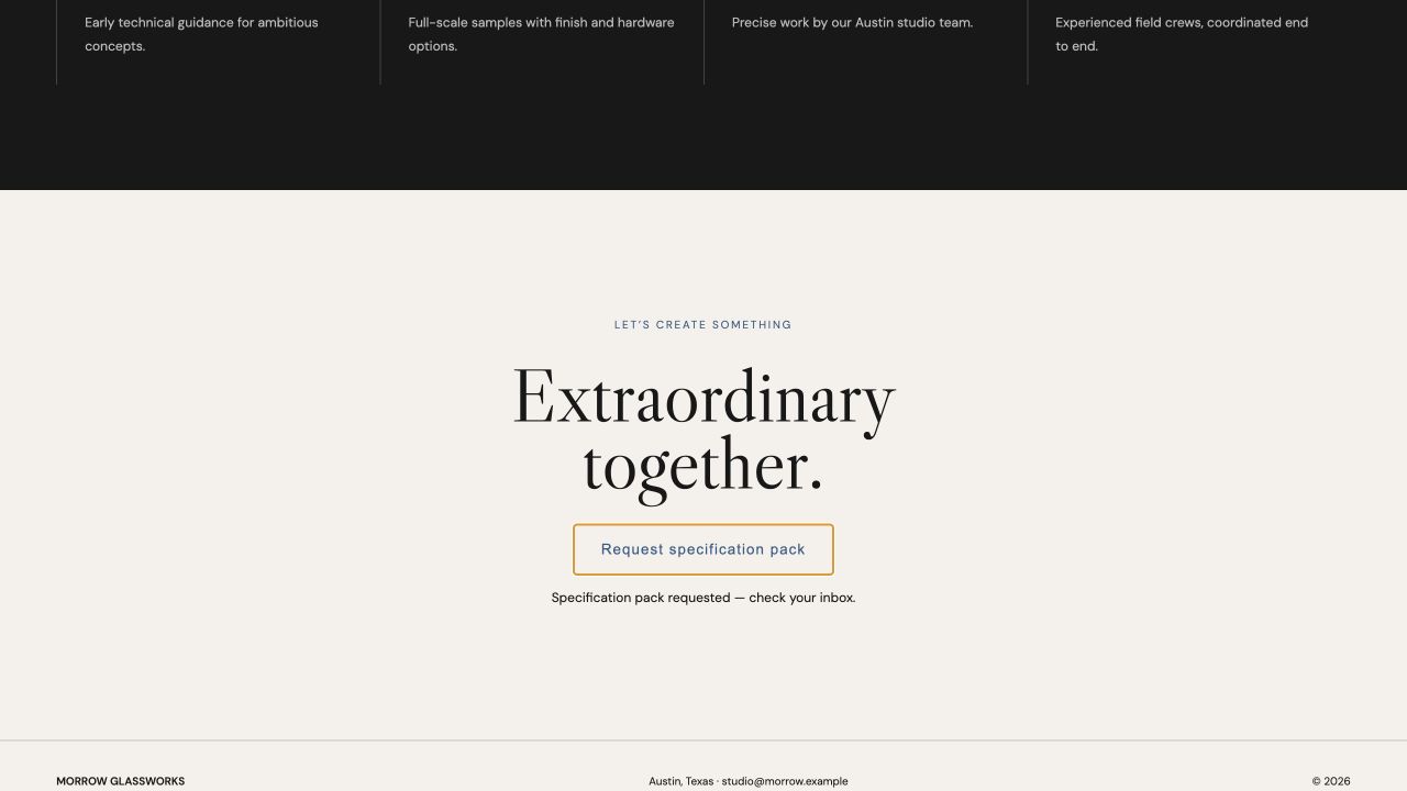 Morrow Glassworks website preview