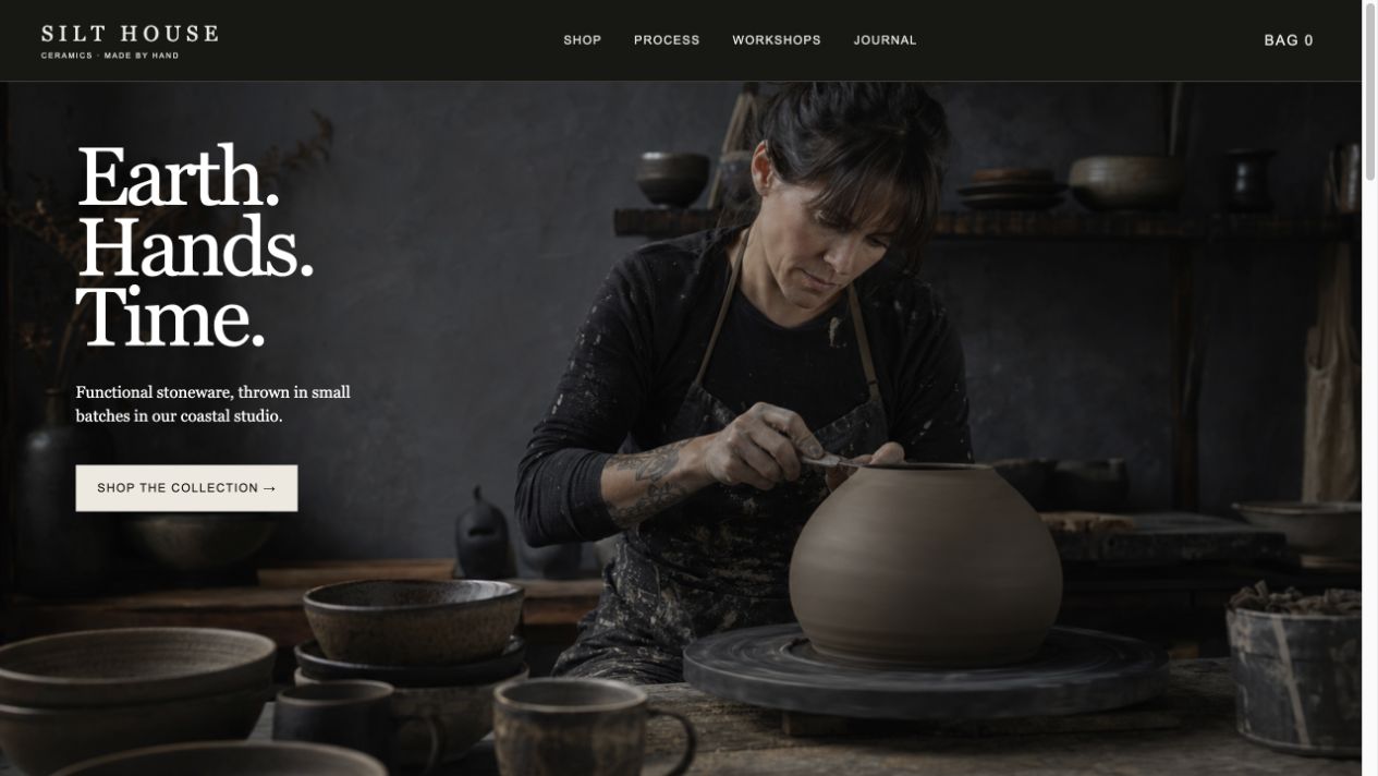Silt House Ceramics website preview