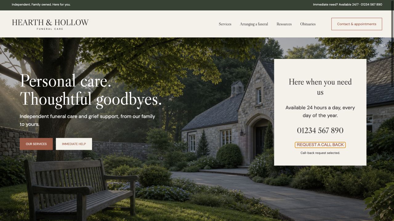 Hearth & Hollow website preview