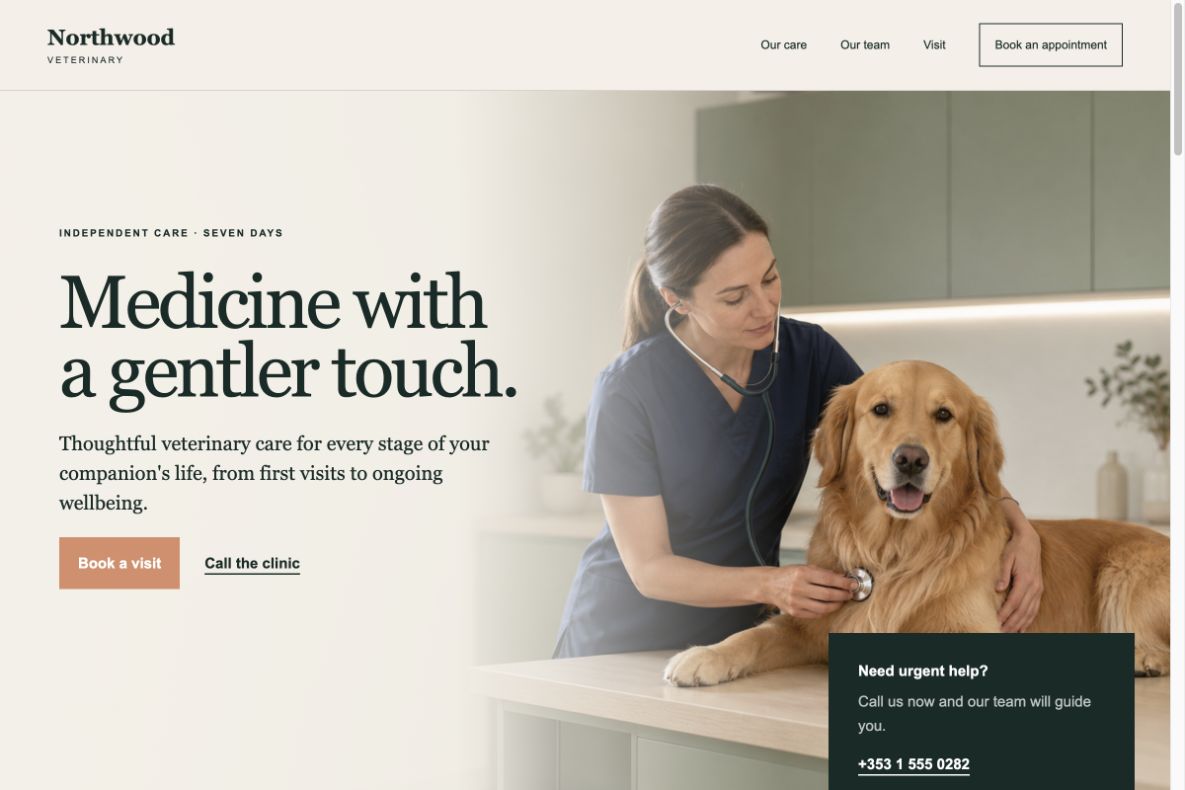 Northwood Veterinary website preview