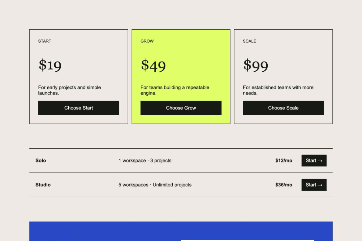 Pricing Blocks website preview